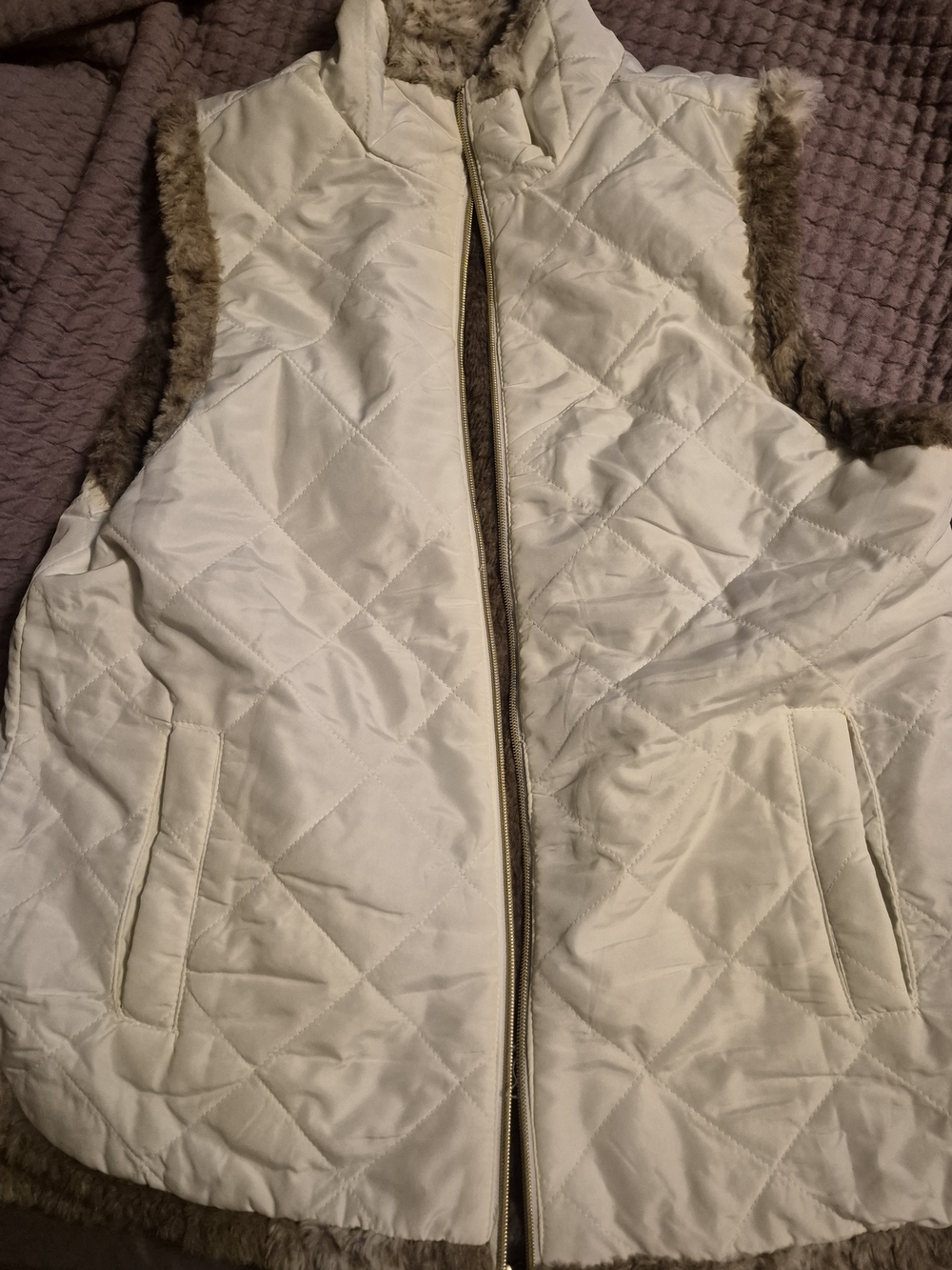 Casual Identity Quilted Faux-Fur Reversable Lined Vest -